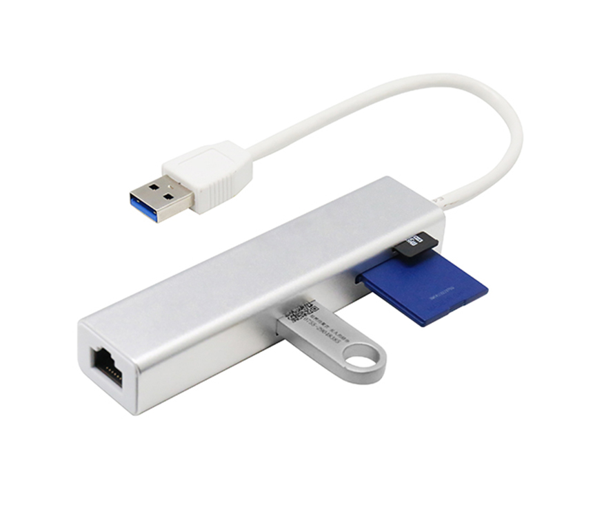 H3409 USB 3.0 Card Reader with Ethernet Adapter